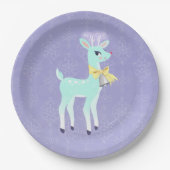 Blaue Vintage Rentier-Papierplatte Pappteller (Vorderseite)