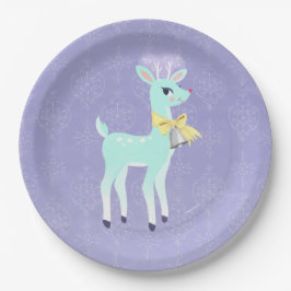 Blaue Vintage Rentier-Papierplatte Pappteller