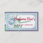 Blaue Vintage Rose Häkelgarne Visitenkarte (Vorderseite)
