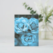 Blaue Vintage Rose Postkarte (Stehend Vorderseite)
