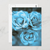 Blaue Vintage Rose Postkarte (Vorne/Hinten)