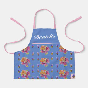 Blaue Vintage-Rose Rosen Wasserfarbe Anpassbar Schürze
