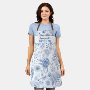 Blaue Vintage-Rosen-Blumen Schürze