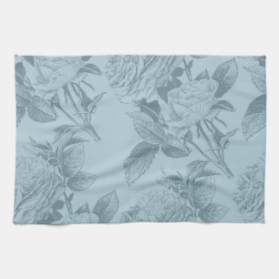 Blaue Vintage-Rosen Geschirrtuch