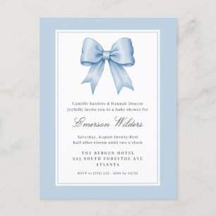 Blaue Vintage-Satin-Schleife Baby Boy Shower Postkarte