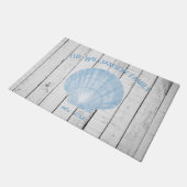 Blaue Vintage Scallop-Muschel Doormat Fußmatte (Schrägansicht)