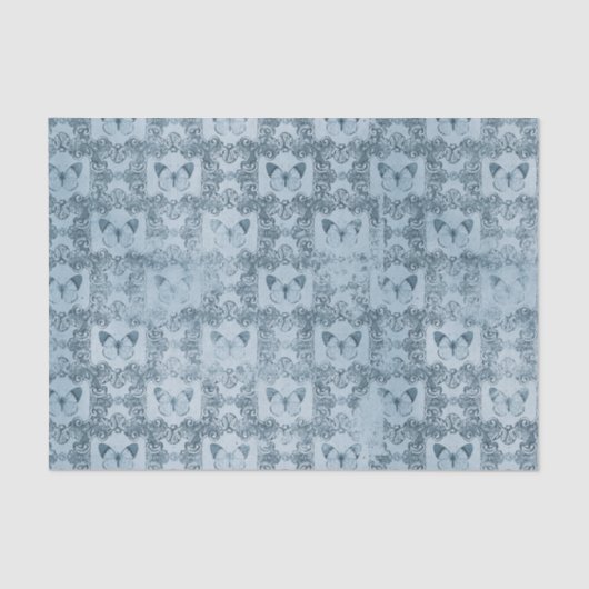 Blaue Vintage Schmetterlinge Seidenpapier (Vorderseite)