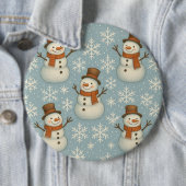 Blaue Vintage-Schneemänner und Schneeflocken  Button (Beispiel)