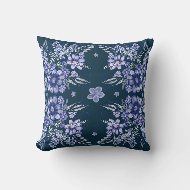 Blaue Vintage-Square Kissen (Vorderseite)