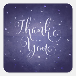 Blaue Vintage Sterne Danke Halloween Quadratischer Aufkleber