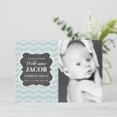 Blaue Vintage Tafel Geburtserklärung Ankündigung (Stehend Vorderseite)