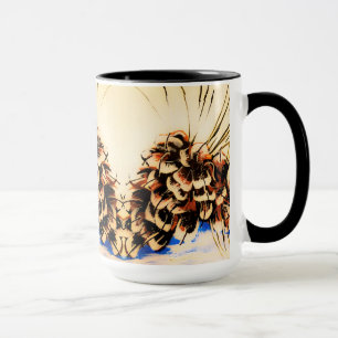 Blaue Vintage-Tannenzapfentasse Tasse
