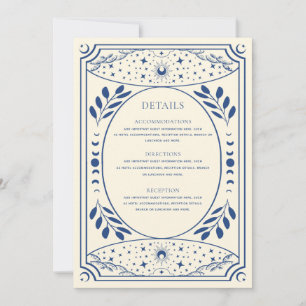 Blaue Vintage-Tarotkarte Gothic-Hochzeitsdetails Einladung