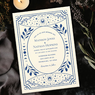 Blaue Vintage-Tarotkarte - Gothic-Hochzeitseinladu Einladung