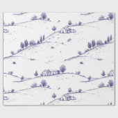 Blaue Vintage-Toile-Landschaft Geschenkpapier (Flach)