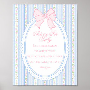 Blaue Vintage-verschlungene Blumen-Tipps für Baby Poster