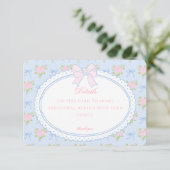 Blaue Vintage-verschlungene Blumendetails Karte Ei (Stehend Vorderseite)