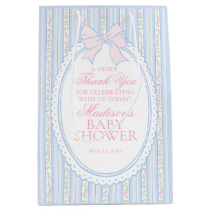 Blaue Vintage-verschlungene Blumenmuster-Babyparty Mittlere Geschenktüte