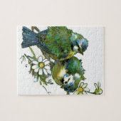 Blaue Vintage-Vögel Puzzle (Horizontal)