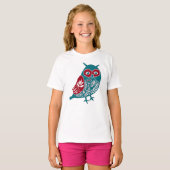 Blaue Vintage Vogelbrille T-Shirt (Vorne ganz)