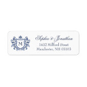 Blaue Vintage-Wappen-Monogramm-Hochzeit (Vorne)