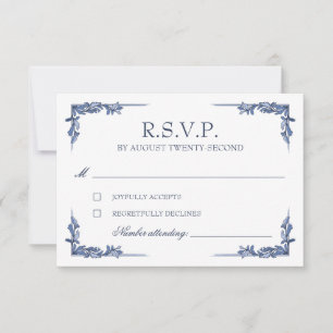 Blaue Vintage-Wappenkartusche RSVP Karte