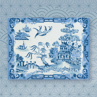 Blaue Vintage-Weiden-Postkarte Postkarte