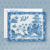 Blaue Vintage-Weiden-Postkarte Postkarte