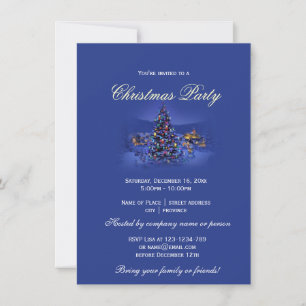 Blaue vintage Weihnachtsbaum-Schneenachtparty Einladung