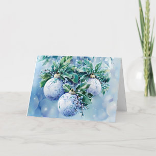 Blaue Vintage-Weihnachtsblumen individuell anpasse Feiertagskarte