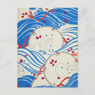 Blaue Vintage-Wellen Postkarte