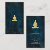 Blaue Vintage Yoga ı Geschäfts-Karte Visitenkarte (Vorne/Hinten)