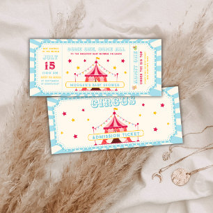 Blaue Vintage-Zirkuskarten Babyparty Karneval Einladung