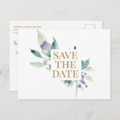 Blaue Violett-Rose Wasserfarben-Muster Ankündigungspostkarte (Vorne/Hinten)