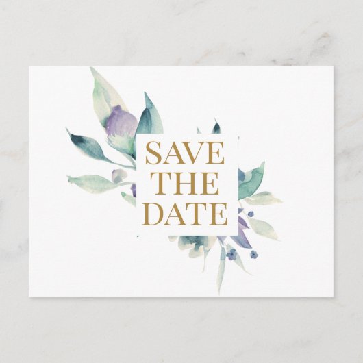 Blaue Violett-Rose Wasserfarben-Muster Ankündigungspostkarte (Vorderseite)