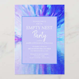 Blaue Violette Abstrakte Leere-Nest-Party Einladung