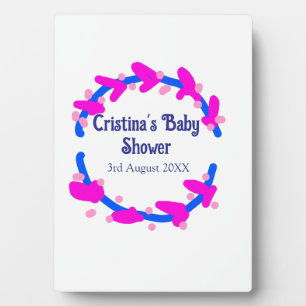 Blaue violette Babyshower-Blumenkranz Boho Namen h Fotoplatte