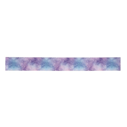 Blaue violette Galaxie-Textur Satinband (Vorderseite)
