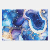 Blaue Violette Geode Abstract mit Goldmineral Geschenkpapier Set (Vorderseite)