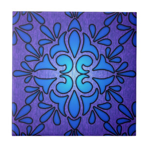 Blaue Violette Glasmalerei-Design Fliese