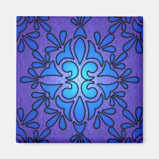 Blaue Violette Glasmalerei-Design Magnet (Vorne)