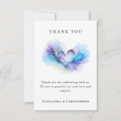 Blaue Violette Goldene Abstrakte Herz Dankeskarten Dankeskarte (Vorderseite)