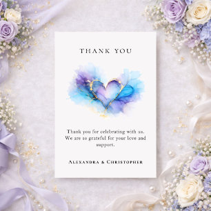 Blaue Violette Goldene Abstrakte Herz Danksagungsk Dankeskarte