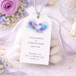 Blaue Violette Goldene Abstrakte Herz Hochzeit Geschenkanhänger