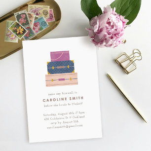 Blaue violette Reisegepäck Abschiedsparty-Einladun Einladung