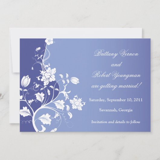 Blaue Violette Save the Date (Rückseite)