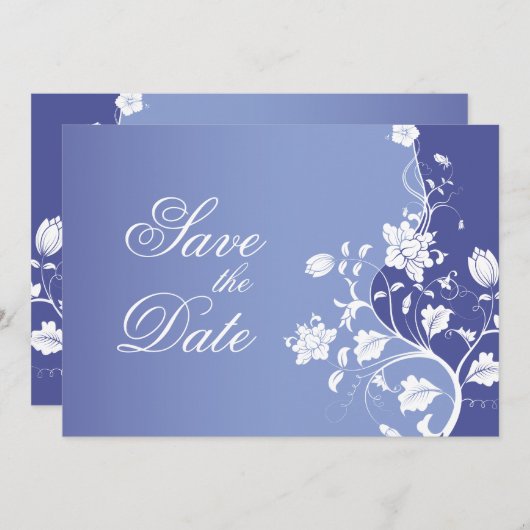 Blaue Violette Save the Date (Vorne/Hinten)