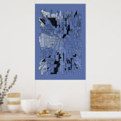 Blaue violette Stadt Poster (Küche)