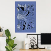 Blaue violette Stadt Poster (Heimbüro)