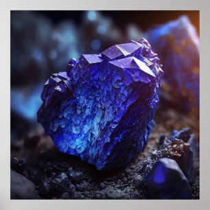 Blaue violette Tansanit inspirierte Kristalle Poster
